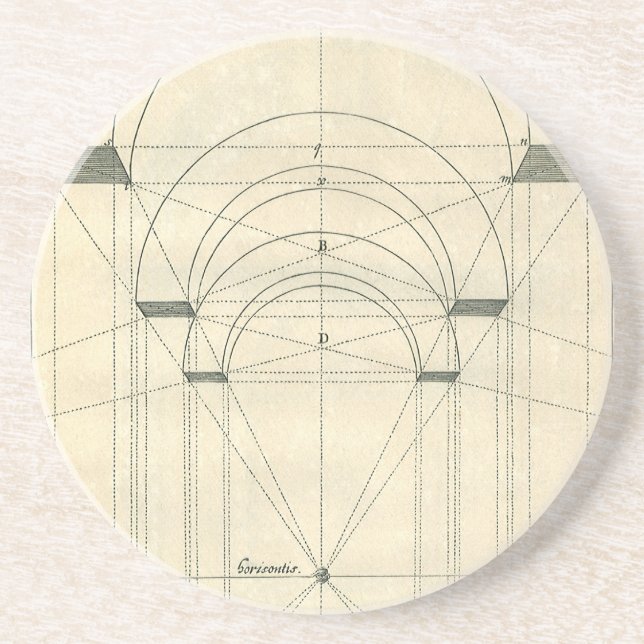Vintage Architecture, Renaissance Arch Perspective Sandstone Coaster (Front)