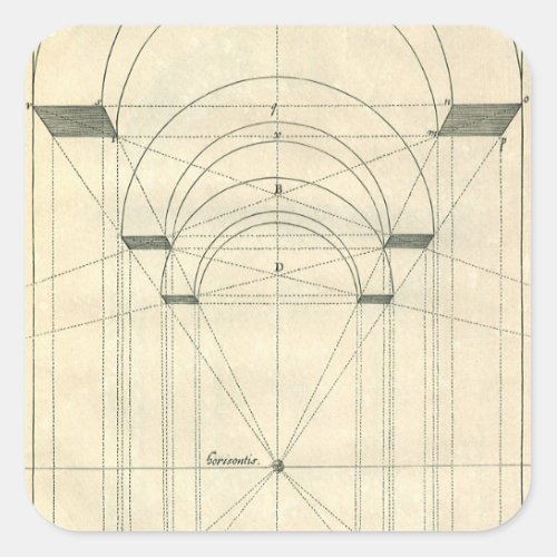 Vintage Architecture Renaissance Arch Perspective Square Sticker