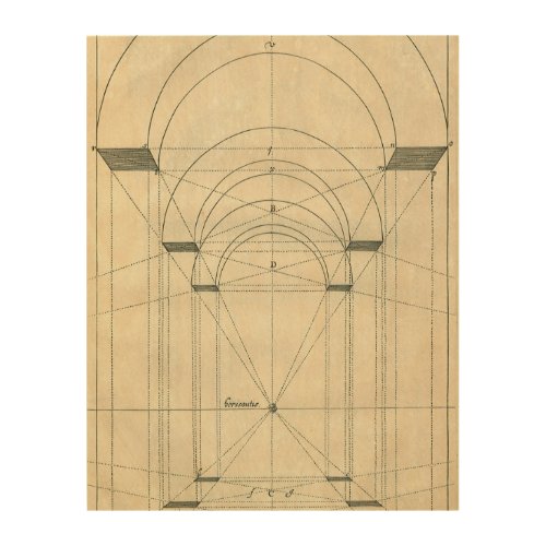 Vintage Architecture Renaissance Arch Perspective Wood Wall Art