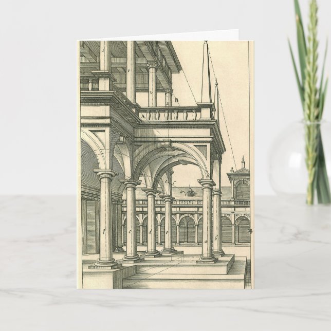 Vintage Architecture, Roman Courtyard with Columns Card (Front)
