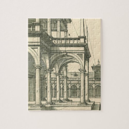 Vintage Architecture Roman Courtyard with Columns Jigsaw Puzzle