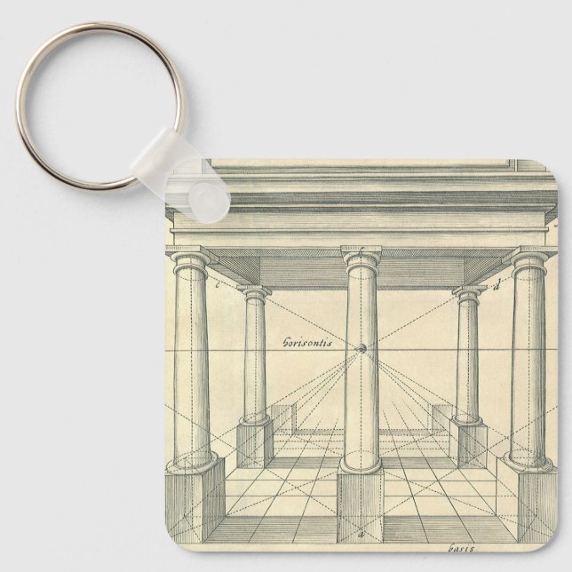Vintage Architecture, Roman Portico with Columns Keychain (Front)