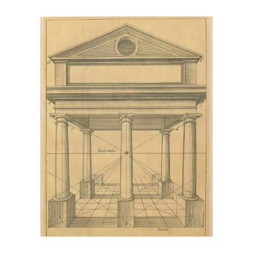 Vintage Architecture Roman Portico with Columns Wood Wall Decor