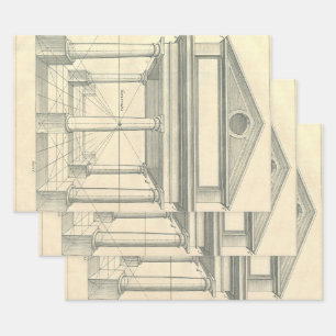 Vintage Architecture, Roman Portico with Columns Wrapping Paper Sheets