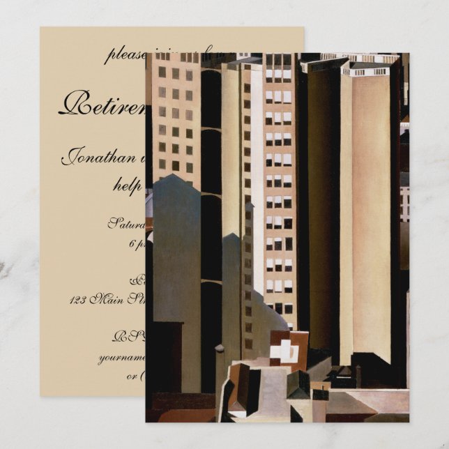 Vintage Architecture, Skyscraper Retirement Party Invitation (Front/Back)