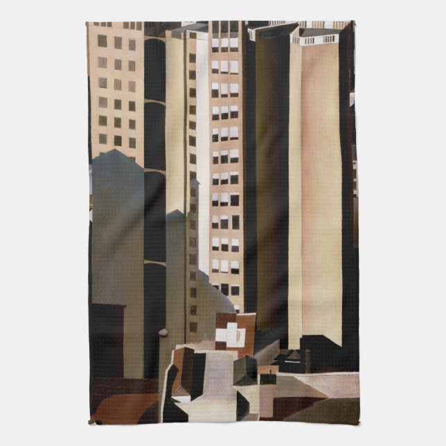 Vintage Architecture, Skyscrapers by Sheeler, 1922 Kitchen Towel (Vertical)