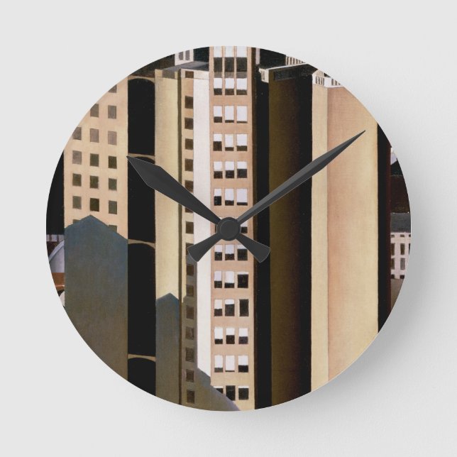 Vintage Architecture, Skyscrapers by Sheeler, 1922 Round Clock (Front)