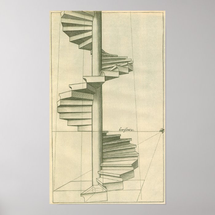 Vintage Architecture, Spiral Staircase Stairs Step Posters