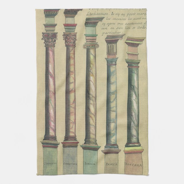 Vintage Architecture, the 5 Architectural Orders Towel (Vertical)
