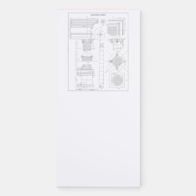 Vintage Architure Design Elements Magnetic Notepad (Front)