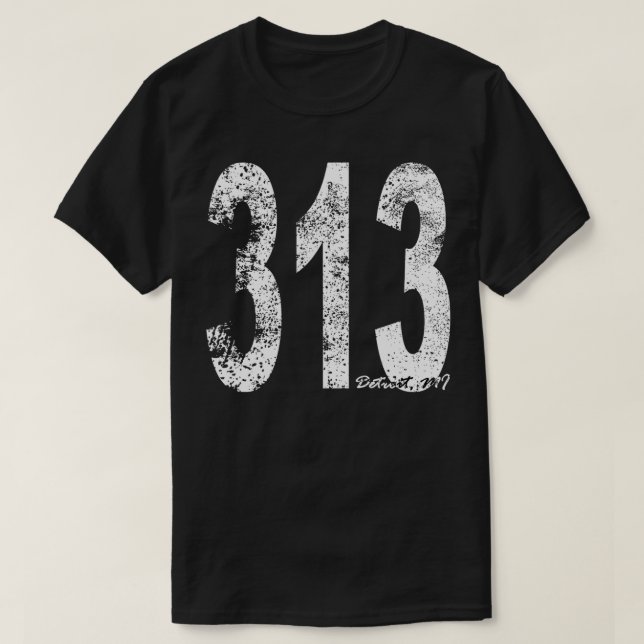 Vintage Area Code 313  T-Shirt (Design Front)