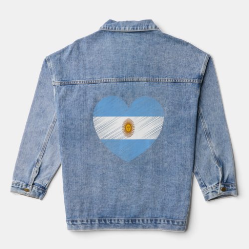 Vintage Argentina Argentine Flag Pride Support Arg Denim Jacket