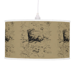Vintage Aries Constellation Map Hevelius 1690 Ceiling Lamp