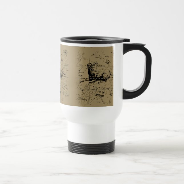 Vintage Aries Constellation Map Hevelius 1690 Travel Mug (Right)