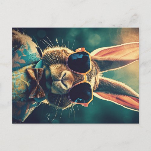 Vintage aristocrat Easter bunny wearing sunglasses Postcard