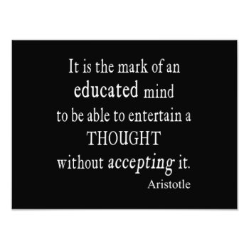 Vintage Aristotle Educated Mind Thought Quote Photo Print by Coolvintagequotes at Zazzle