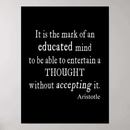 Vintage Aristotle Educated Mind Thought Quote Poster
