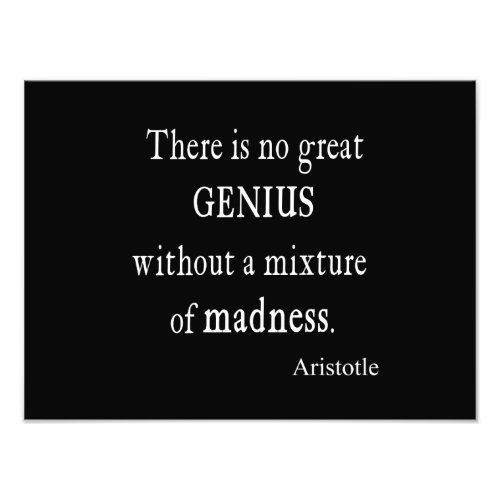 Vintage Aristotle Great Genius Madness Quote Photo Print