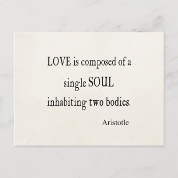 Vintage Aristotle Love Single Soul Quote Postcard by Coolvintagequotes at Zazzle