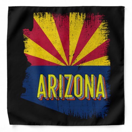 Vintage Arizona AZ State Flag Map Souvenir 70s Bandana