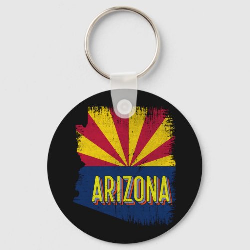 Vintage Arizona AZ State Flag Map Souvenir 70s Keychain