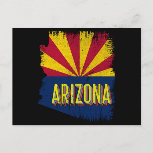 Vintage Arizona AZ State Flag Map Souvenir 70s Postcard