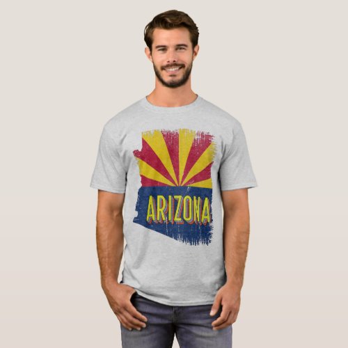 Vintage Arizona AZ State Flag Map Souvenir 70s T_Shirt