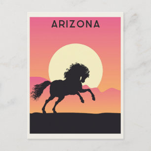 Vintage Arizona Horse Mountain Sunset Travel Postcard
