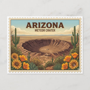 Vintage Arizona Meteor Crater Desert Travel Postcard
