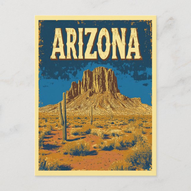 Vintage Arizona Mountain Rock Desert Travel Postcard (Front)