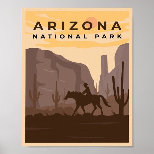 Vintage Arizona National Park Illustration Poster