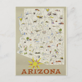 Vintage Arizona Travel Poster Postcard