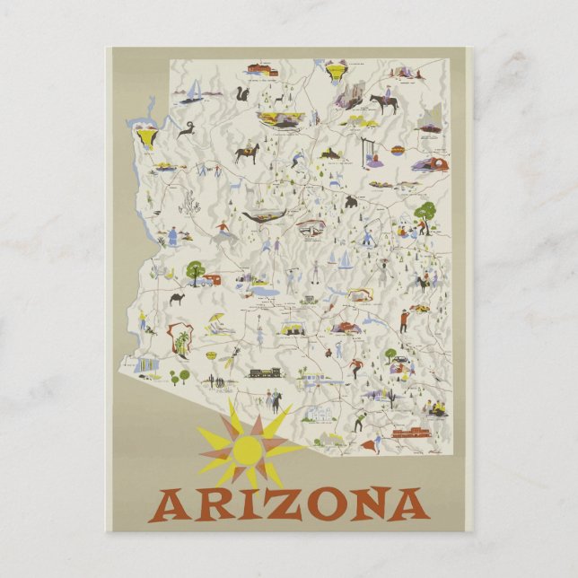 Vintage Arizona Travel Poster Postcard (Front)