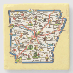 Vintage Arkansas Map Ceramic Tile Stone Coaster