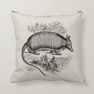 Vintage Armadillo Throw Pillow - Pick Your Color