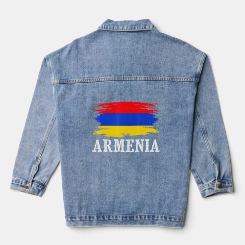 Vintage Armenia Flag I Love Armenia  Denim Jacket