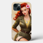 Vintage Army Motorcycle Pinup Iphone Case at Zazzle