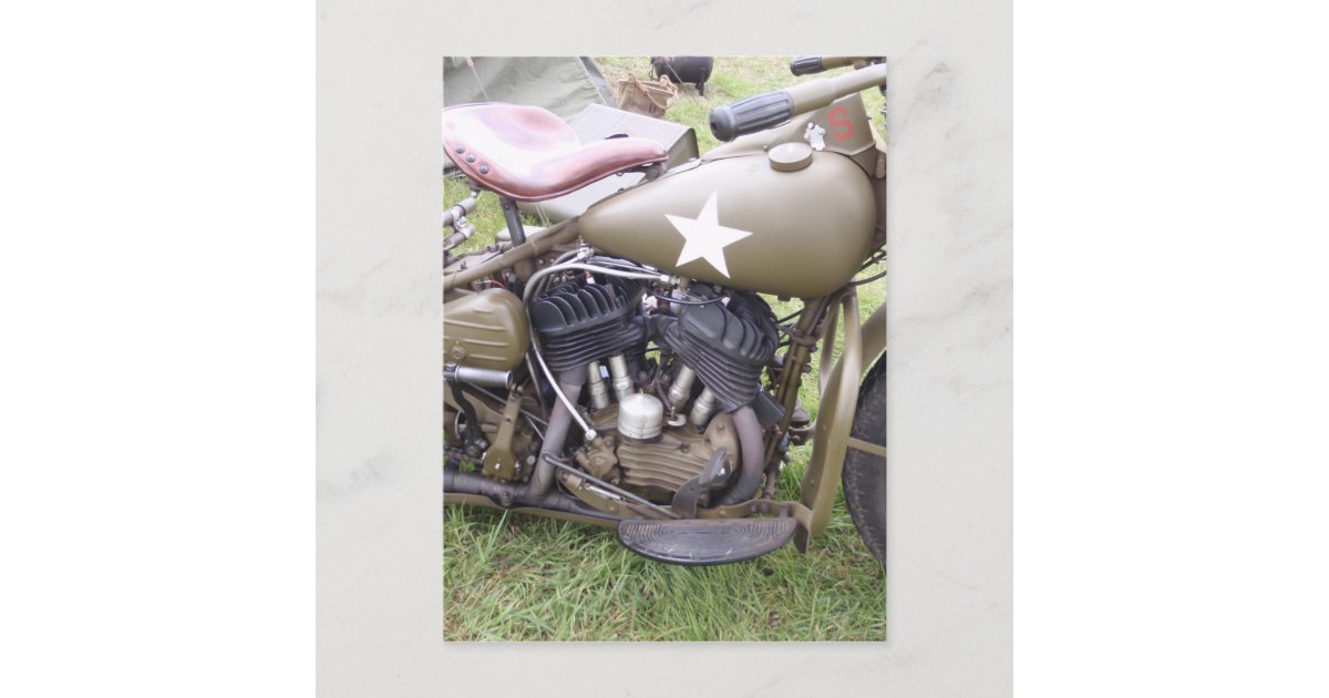 Vintage Army Motorcycle Postcard | Zazzle