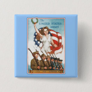 Vintage Army Poster with Lady Liberty Tshirts Pinback Button