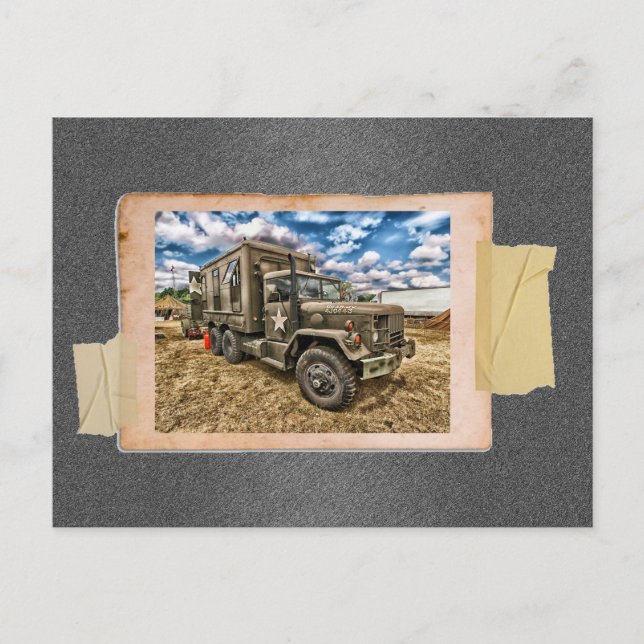 Vintage Army Truck Postcard (Front)