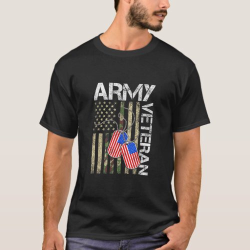Vintage Army Veteran Day American USA Flag  T_Shirt
