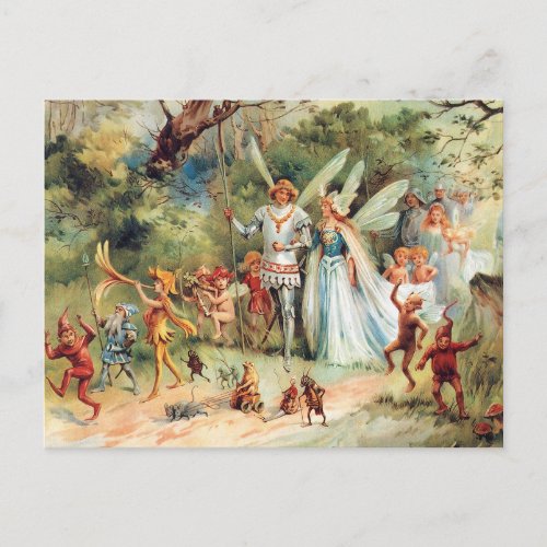 Vintage Arrival of King and Queen of Fairies  Postcard