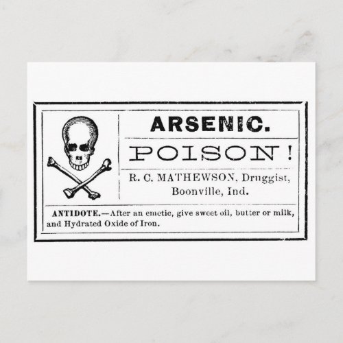 Vintage Arsenic Poison Label Postcard