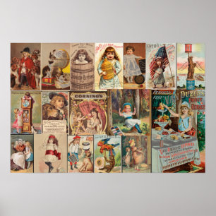 Vintage Art Advertisements Collage I Poster