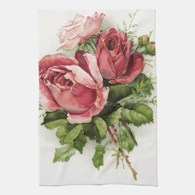 Vintage Art Antique Roses Towel (Vertical)