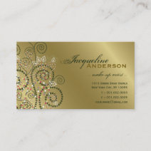 Vintage Art Boho Green Spirals Golden Profile Card