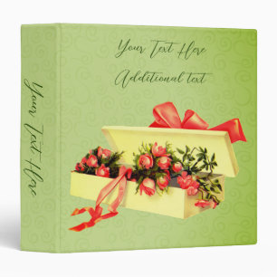 Vintage Art Box Of Pink Roses Personalized 3 Ring Binder