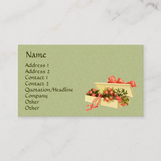 Vintage Art Box Of Roses Business Card (Front)