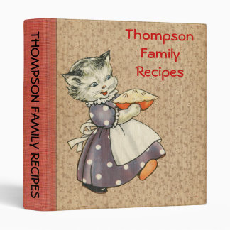 Vintage Art Cat w/Pie Baking & Cooking Recipe Book Binder
