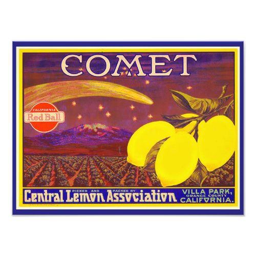 Vintage Art Comet Brand Lemon Label Photo Print